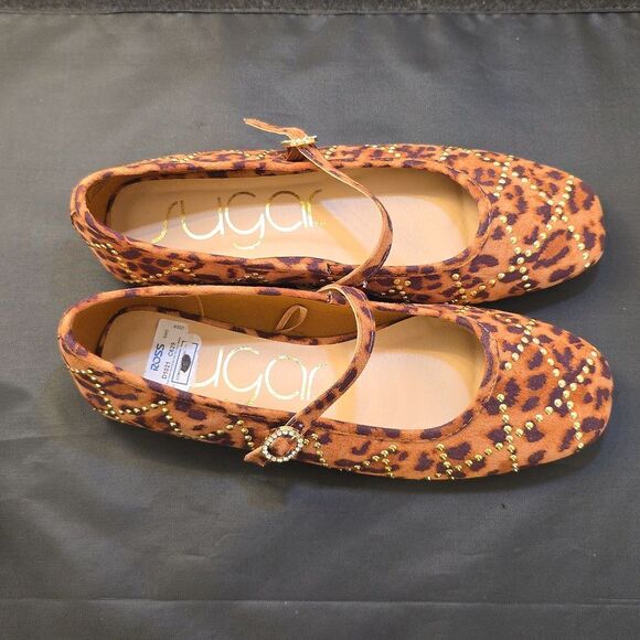 BRAND NEW SUGAR LEOPARD PRINT WOMEN MARY JANE FLAT - Picture 4 of 16
